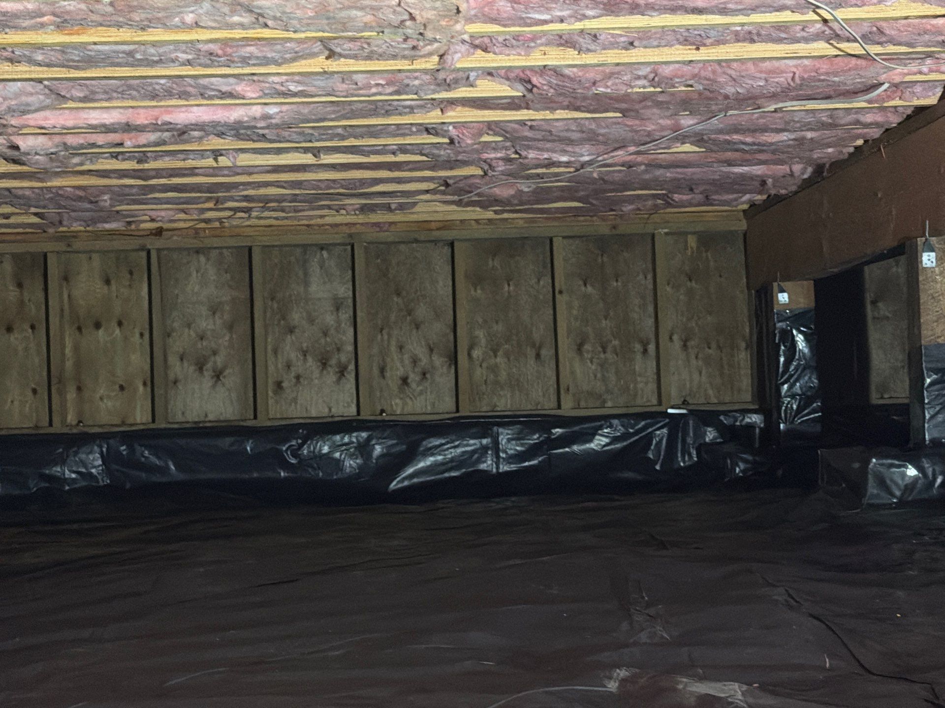Crawlspace perimeter during encapsulation work, Colorado mountain home